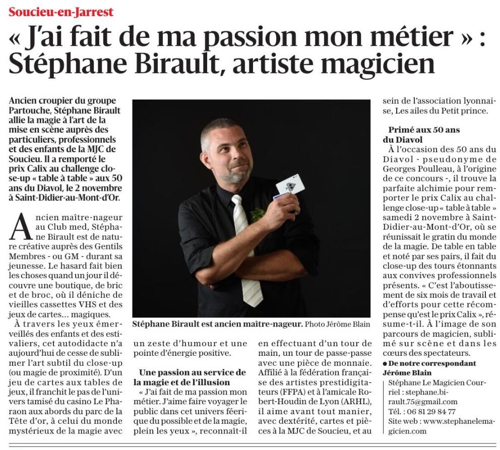 Le Progrès Article sur Stéphane Le Magicien