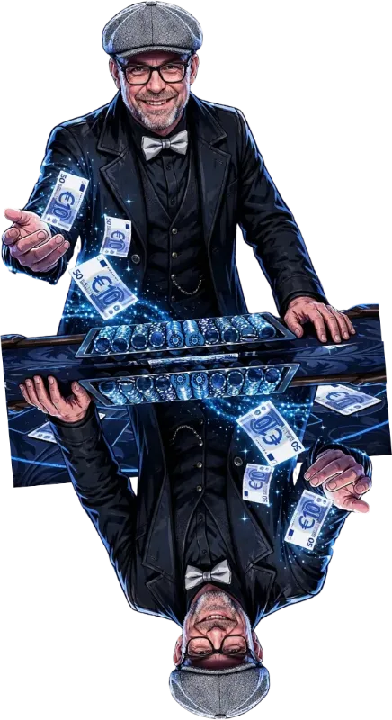 Stéphane le Magicien, animation soirée casino avec table de blackjack